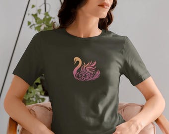 Elegantes Schwan T-Shirt - Anmutiges Schwan Grafik-T-Shirt, Naturliebhaber Shirt, Tierliebhaber Kleidung, Geschenk für sie, Serenity Shirt
