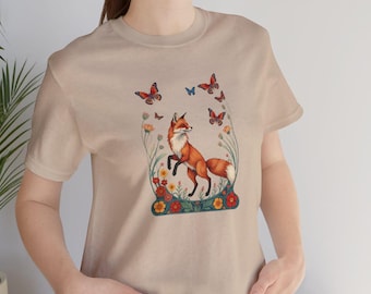 T-shirt met rode vos – Speels T-shirt met vlinderprint