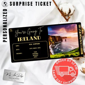 Ierland Ticket Instapkaart Gepersonaliseerde souvenirkaart vliegticket