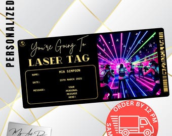 Boleto de Laser Tag, boleto de evento personalizado, tarjeta de recuerdo de regalo