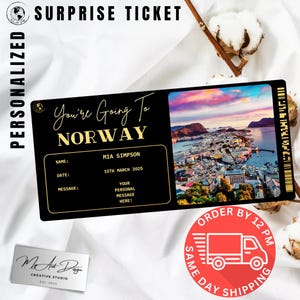 Carte d'embarquement pour les billets pour la Norvège, carte souvenir personnalisée pour les billets d'avion