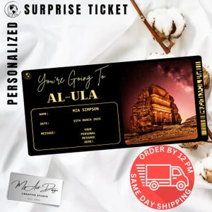 Carte d'embarquement pour les billets d'Al-Ula, carte souvenir personnalisée pour les billets d'avion