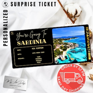 Sardinien Karte | Individuelle Reise nach Sardinien Geschenk | Personalisierte Reise offenbaren | Island Urlaub Souvenir Karte