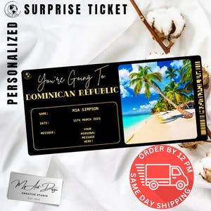 Dominicaanse Republiek Ticket Instapkaart Gepersonaliseerde souvenirkaart vliegticket