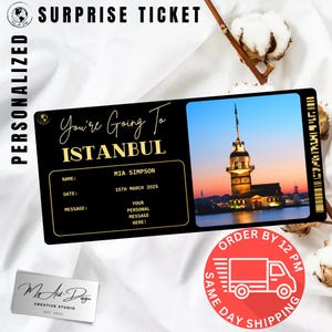Istanbul-Karte | Benutzerdefinierte Türkei Reise Geschenk | Personalisierte Reise offenbaren | City Break Souvenir Karte