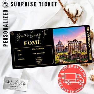 Biglietto per Roma / Viaggio personalizzato a Roma / Regalo personalizzato / Biglietto ricordo per una vacanza in Italia