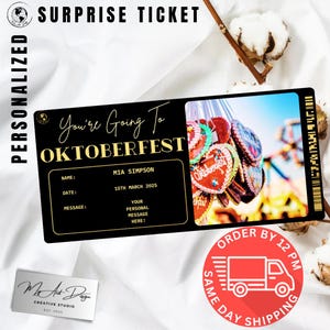 Billet pour l'Oktoberfest | Cadeau voyage personnalisé à Munich | Révélation de voyage personnalisée | Carte surprise Wiesn