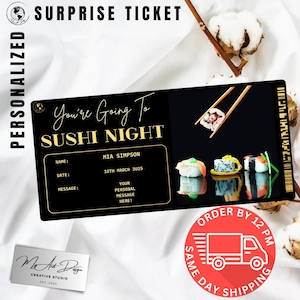 Sushi Night Ticket Gepersonaliseerde Evenement Ticket Cadeau Souvenirkaart