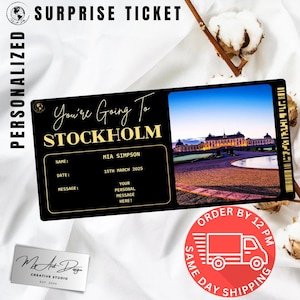 Carte d'embarquement pour Stockholm, billet d'avion personnalisé, carte souvenir
