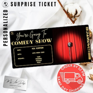 Ticket voor comedyshow Gepersonaliseerd ticket voor evenement Cadeau souvenirkaart
