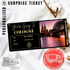 Carte d'embarquement pour les billets de Cologne, carte souvenir personnalisée pour les billets d'avion