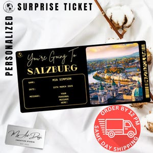 Carte d'embarquement pour les billets de Salzbourg, carte souvenir personnalisée pour les billets d'avion