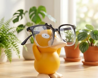 Psyduck Glasses Holder Stand, Cute Anime Eyeglass Holder, Funny Duck Desk Decor, Gift for Pokemon Fans