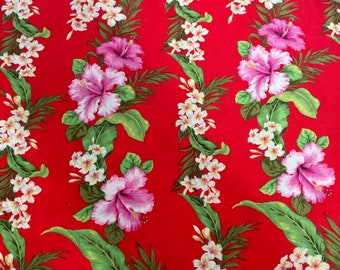 1 Yard Hibiscus Vine Cotton Fabric