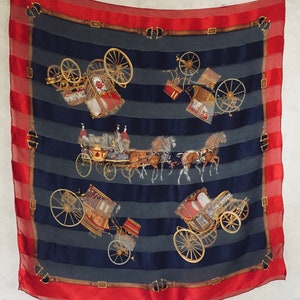 Carriage and Equestrian Theme Silk Scarf