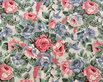 1/2 Yard Pink and Blue Floral Print