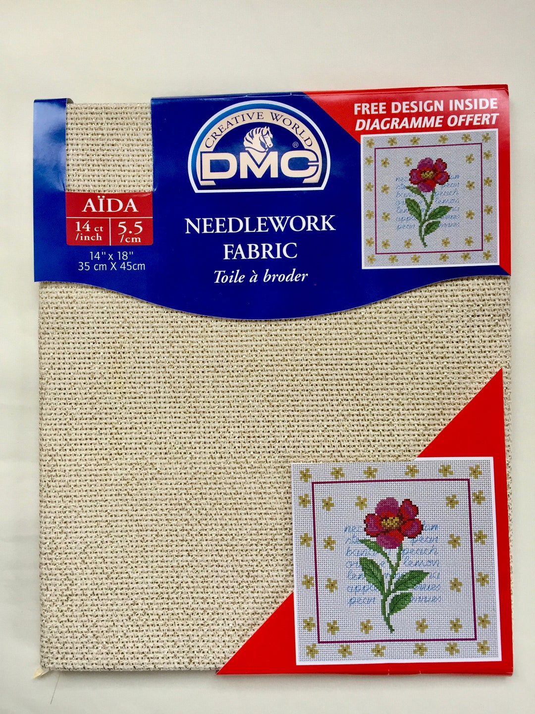 14 Count Metallic Gold DMC Aida Cloth 14x18 Etsy