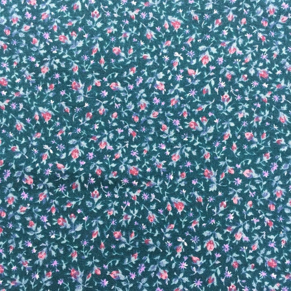 1/2 Yard Teal Calico Print Peter Pan Fabrics