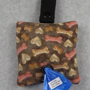 Dog Poo Bag Holder, Dog Treats Brown Fabric