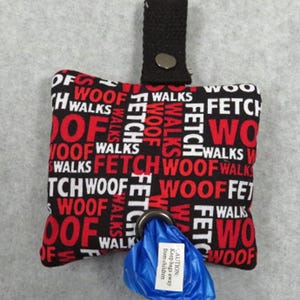 Dog Poo Bag Holder, Woof, Fetch and Walk Fabric