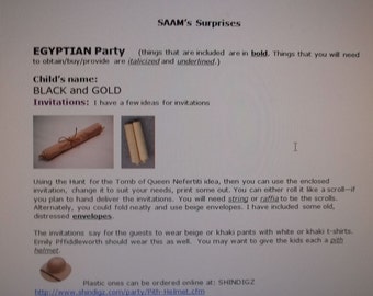 EGYPTIAN Birthday PARTY PLAN- Ideas, Directions for Kids