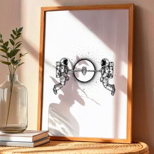 Arte de pared imprimible de astronauta, impresión de arte de pared de moda, arte de pared grande para sala de estar, decoración de pared para sala de juegos, decoración de guardería, arte de pared de galaxia