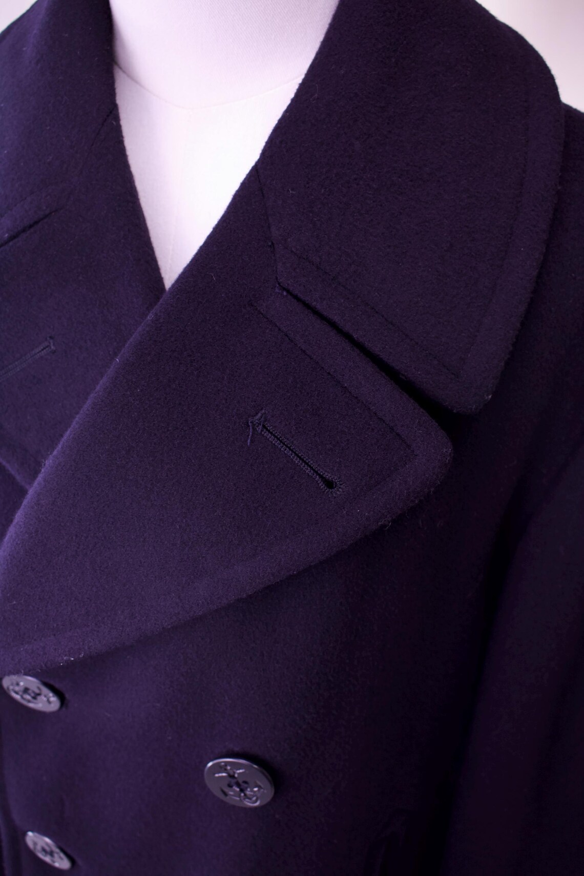 Coat V-neck Pea Dark Blue