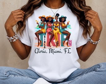 Melanin Girls Trip shirt: 2026 Personalized Girls trip Matching Shirts, Custom girls weekend vacation shirt