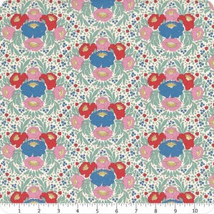 Tilda Jubilee Teal Autumn Bouquet Yardage TIL100558 - Price per 1/2 yard