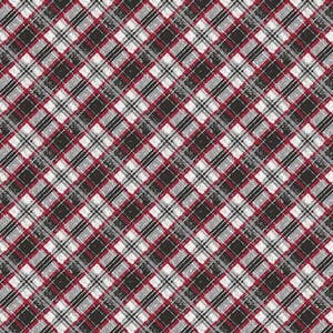 Woodland Magic Tartan Gunmetal  1337214B by Benartex Fabrics|Diagonal Check|Christmas Check-Price for 1/2 yard
