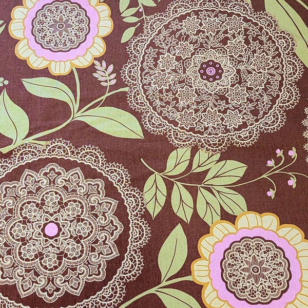 Lotus AB19-Brown Fabric by Amy Butler - QH-FC-WR-AB19-Brown - Rare Fabric - Out of Print Fabric - Price p/Yard - One Block Wonder Fabric