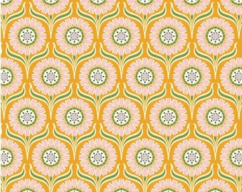 Local Honey Pop Daisy by Heather Bailey for FIGO Fabrics 90657-55 -Large Floral Daisy- Out of Print Fabric-Price Per 1/2 Yard