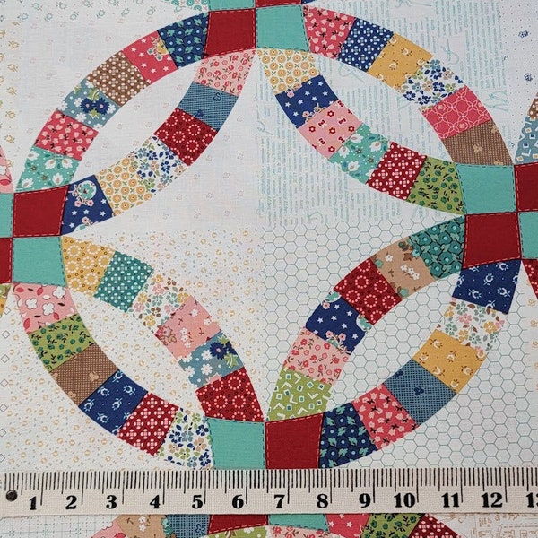 Wedding Ring Cheater Quilt by Home Town  for Riley Blake Designs- Reproduction Fabric-Price P/Yard