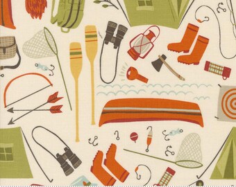 The Great Outdoors Cloud 20882 11 by Stacy Iest Hsu for Moda Fabrics - Deer-Elk-Racoon-Fox-Camping Fabric-Hunting-Price for 29" or 3/4+ yard