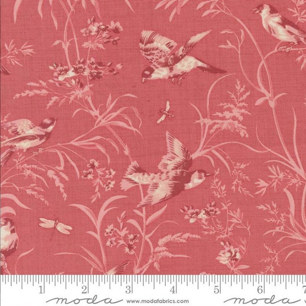 Antoinette Faded Red 13950 16 designed by French General for Moda Fabrics - Bird Toile - Price for 1/2 yard