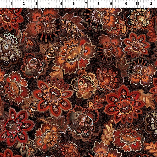 CLEARANCE - Resplendent Bloom Autumn by Jason Yenter for In The Beginning Fabric -  Gorgeous Packed Fall Floral-Price p/Yard