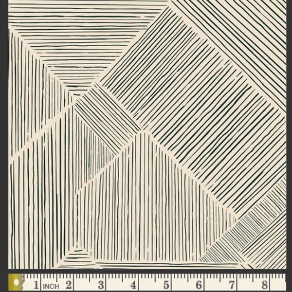 Trouvaille Routes Sand IBH-64203 in the Indie Boheme Collection by Pat Bravo for AGF Black and Cream Stripe - Price for 3/4 Yard