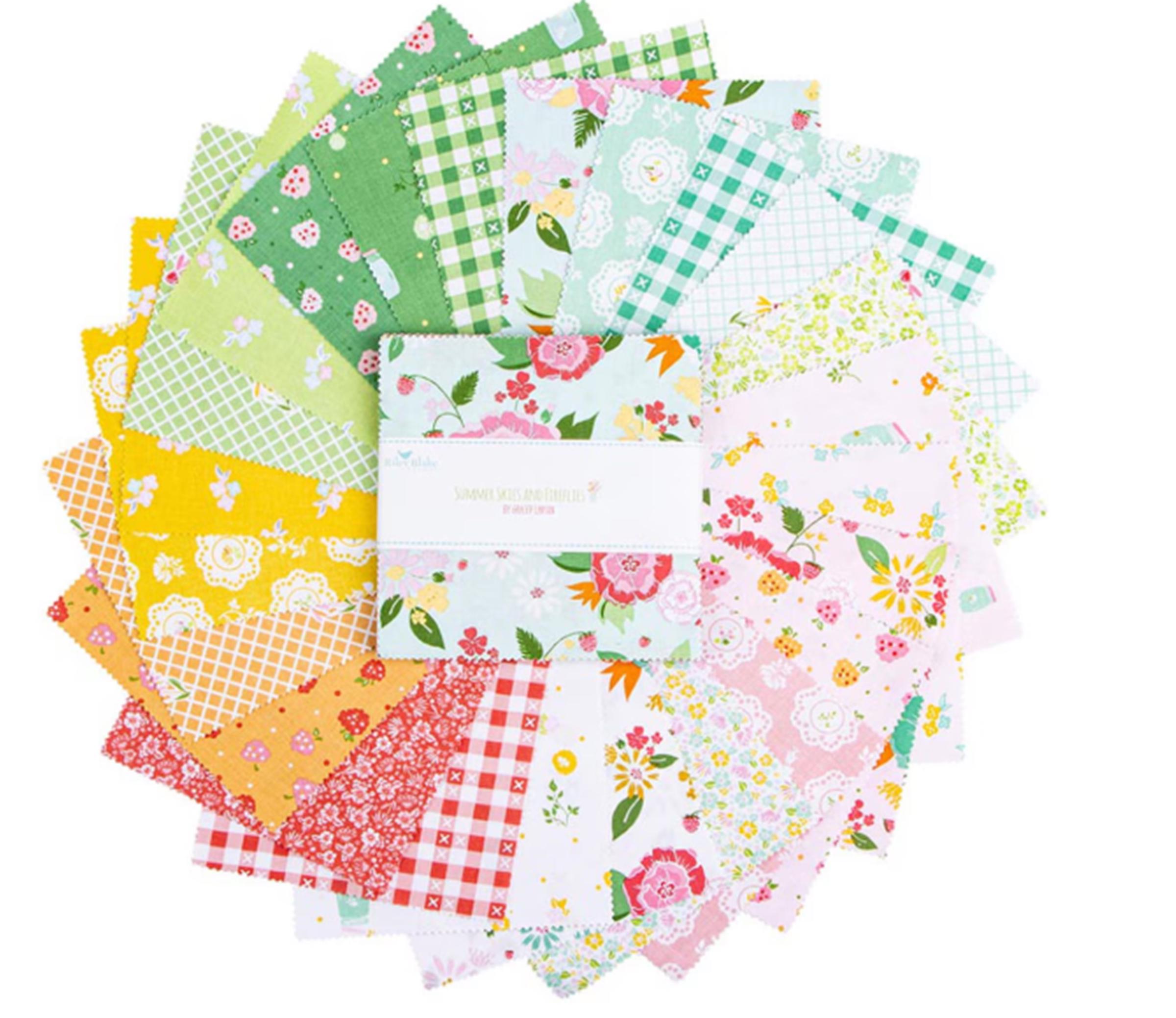 Riley Blake Stoff-Quadrate „Summer Skies And Fireflies“ – 42 Stück à 25,4 Cm, 100% Baumwolle