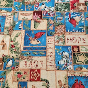 Winter Birds by Anita Phillips for Wilmington Prints - Out of Print Fabric - Cardinals - Christmas Fabric - Christmas Panel Fabric
