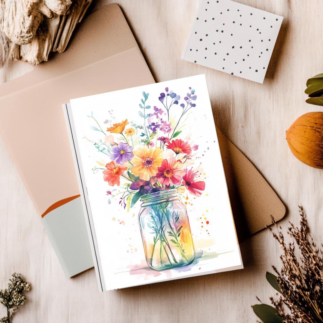 Watercolor Flowers Blank Note Cards Greeting Cards Set of 6 Note Card ...