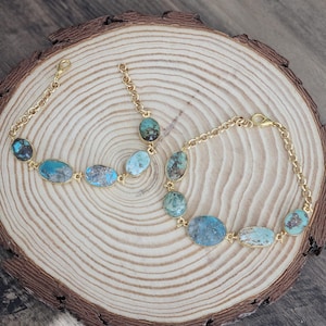 Turkish Gold-Plated Bracelet with Turquoise Stones