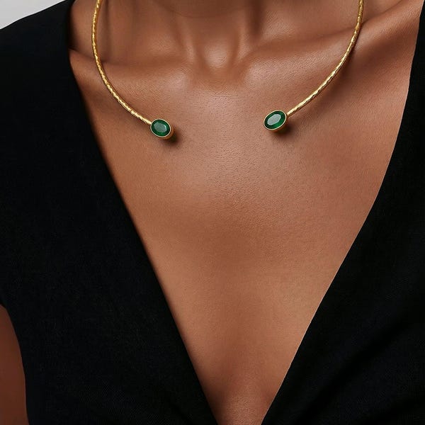 22k Gold plated single row necklace with color zirconia stone.