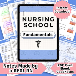 Nursing School Notes, Fundamentals Nursing Notes, Nursing Study Guide, Nurse Notes, Nursing Templates | PDF Print, Mobile, Ebook, Goodnotes