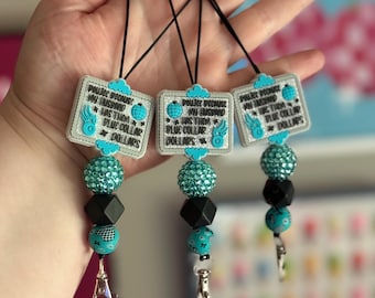 Boujee Blue Collar Dollars Western Turquoise Car Freshie Hanger