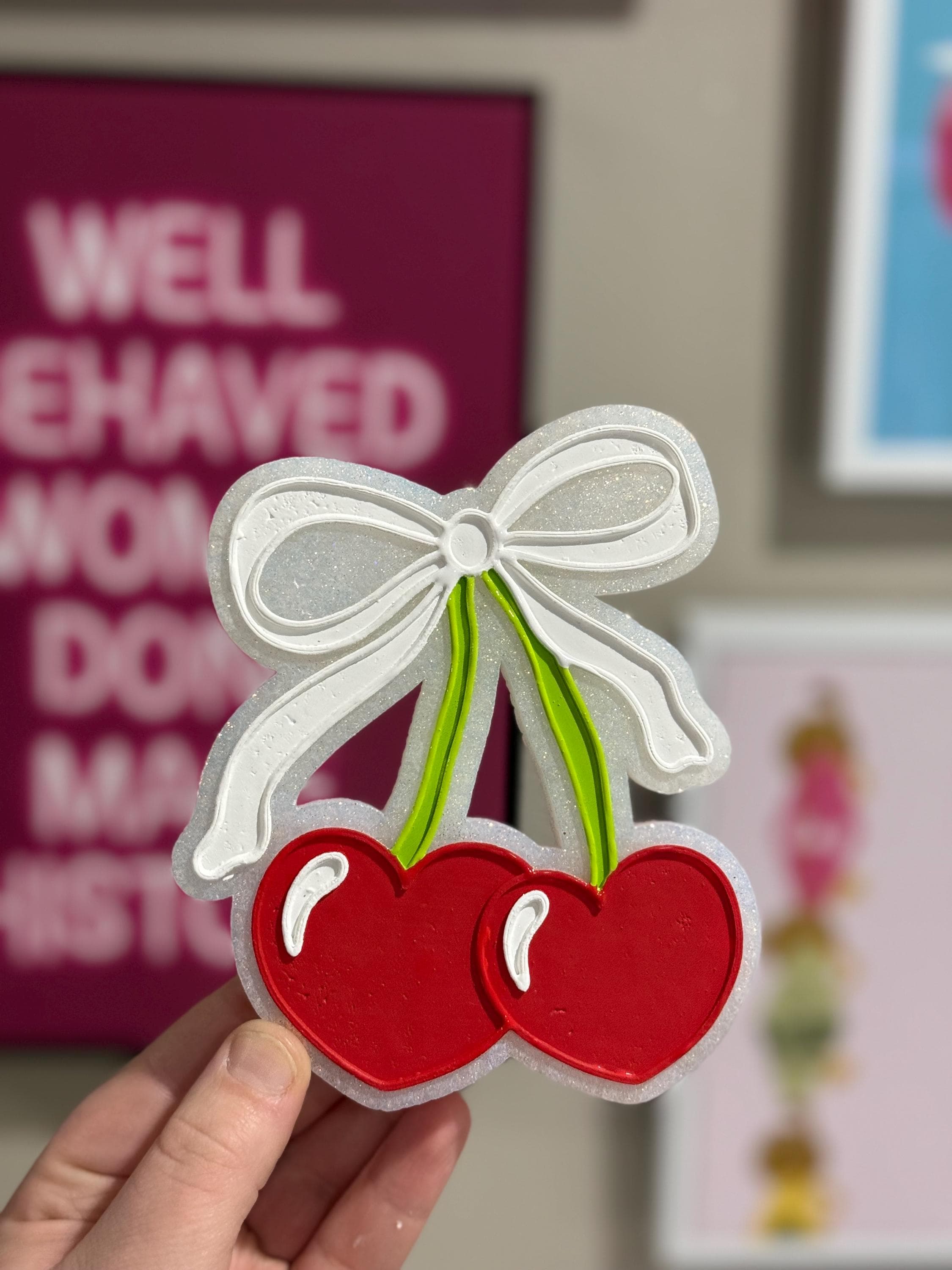 Red Cherry Bow Car Freshie: Scented Car Accessory