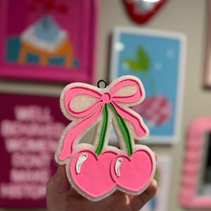 Pink Cherry Bow Freshie | Car Freshie |Car Freshy | Car Air Freshener | Car Accessory | Girly Car | Scented Car Freshie