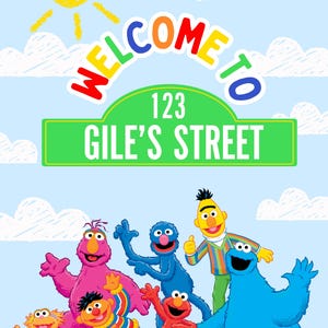 24x36 Sesame Street Birthday Welcome Sign, Sesame Street, Digital Download, Personalized