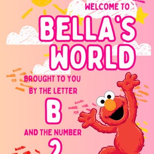 24x36 Pink Elmo Birthday Welcome Sign, Sesame Street, Digital Download, Personalized