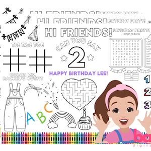 Ms Rachel inspired Birthday coloring page, Activity Sheet, Personalized, Printable Design