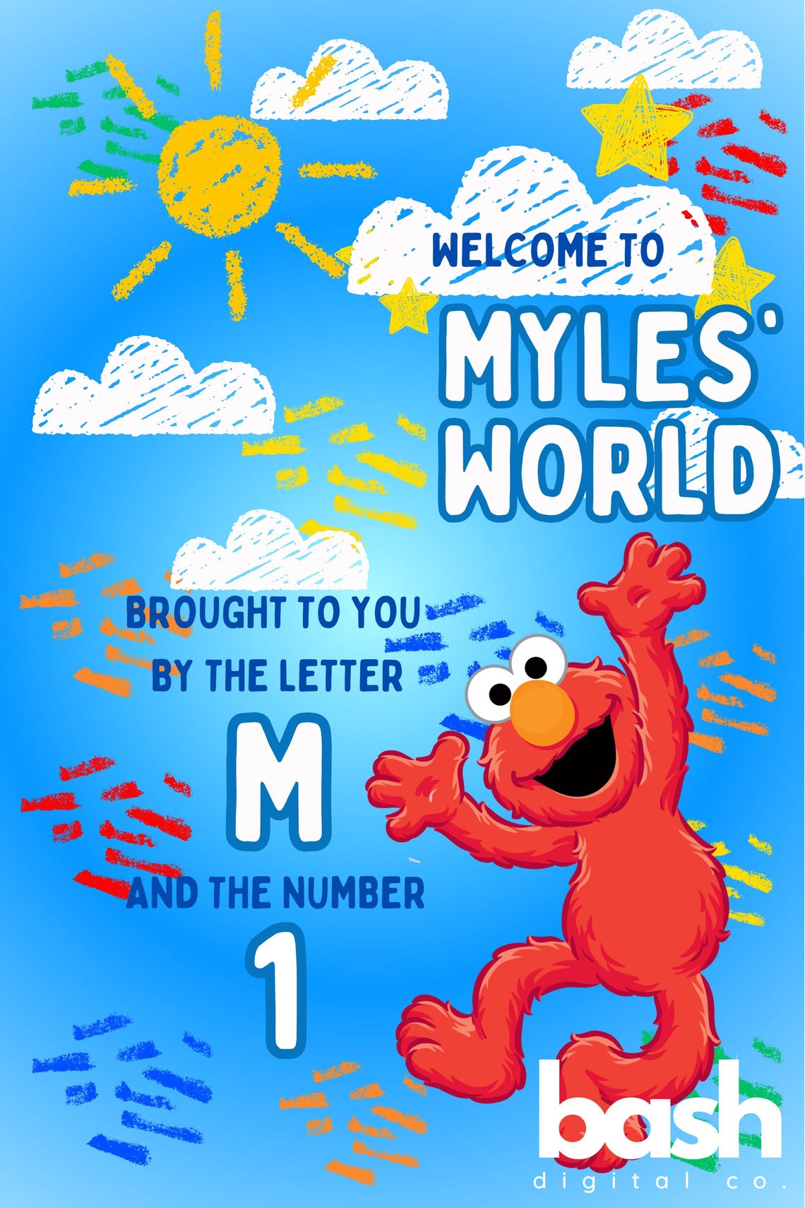 24x36 Pink or Blue Elmo Birthday Welcome Sign, Sesame Street, Digital ...